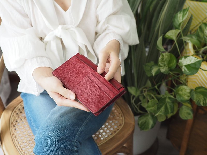 Sundae (Burgundy) : SLIM Long wallet, Leather, Orange-brown wallet, leather