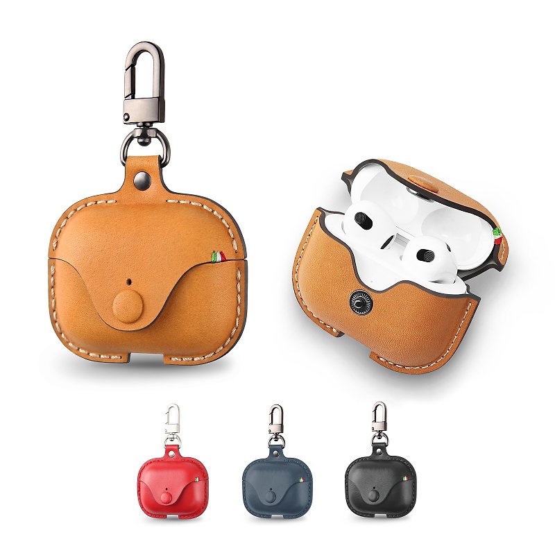 COZI - Leather Case Leather Pouch for AirPods (3Gen) with Metal Clasp - Headphones & Earbuds Storage - Other Materials Khaki
