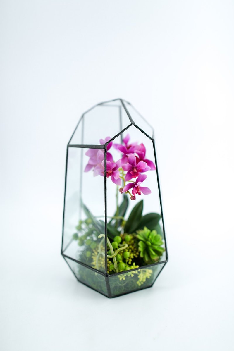 Decorated with artificial flowers - long series of mini-greenhouse glass ornaments butterfly orchid - ตกแต่งต้นไม้ - วัสดุอื่นๆ สึชมพู
