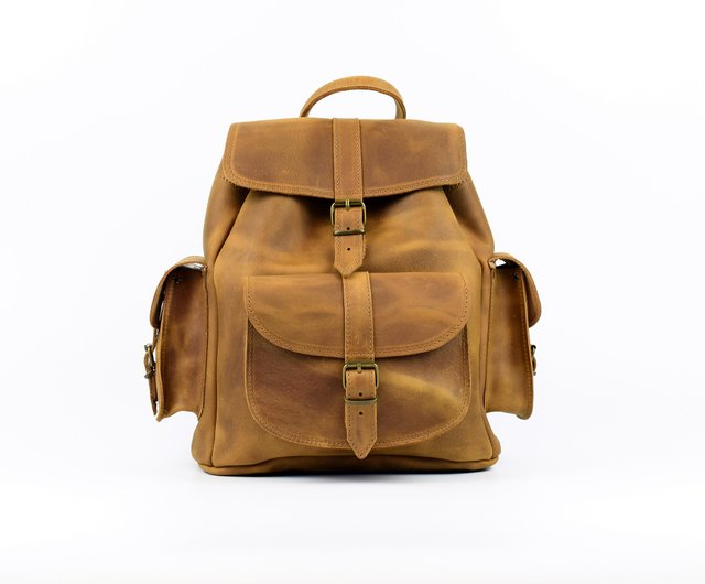 Full-grain leather backpack, handmade in hot Greece