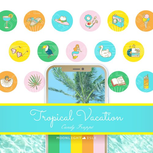 Moonlight Isle 海平面設計 Tropical Vacation 糖果冰沙 |繽紛夏日旅行IG限動圖示| 立即下載