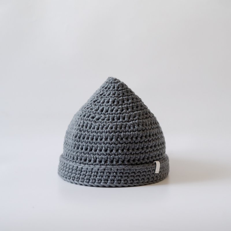 KR04 Hand-woven chestnut pointed hat-dark gray - Hats & Caps - Cotton & Hemp Gray