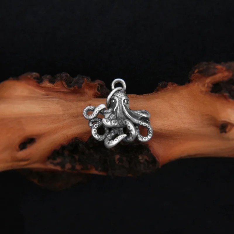 Protect Ocean Octopus Pendants for Women Unusual 925 Sterling Silver Animals - สร้อยคอยาว - เงินแท้ สีเงิน