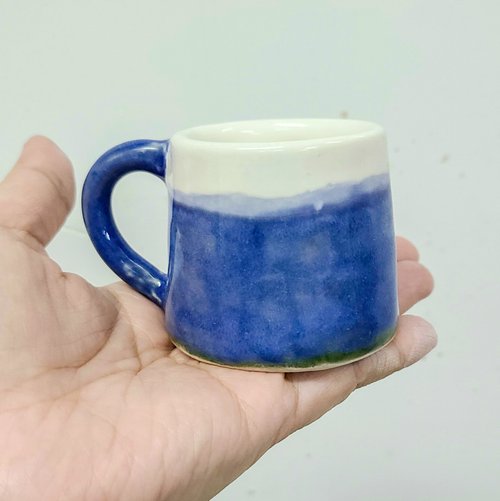 土鑄作坊 Tiki Uku Ceramics 藍色富士山濃縮咖啡杯 No.3