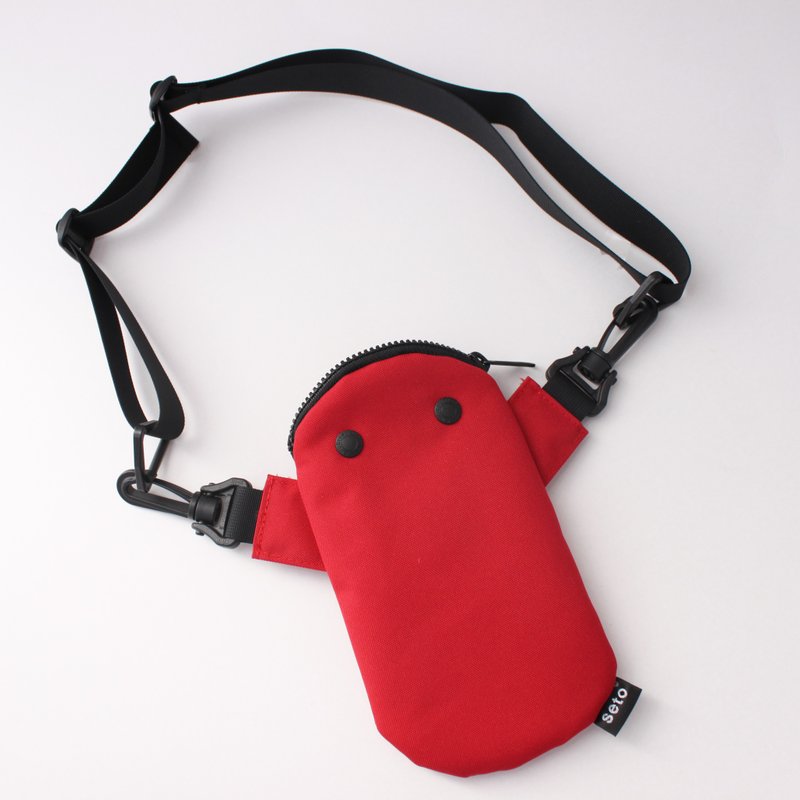 seto / creature bag / iPhone case / small bag / Mame-sagari / Red - 側背包/斜背包 - 聚酯纖維 紅色