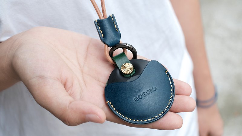 [Yuji] gogoro/gogoro2 EC-05 key leather case Teal jumping color neck hanging set - Keychains - Genuine Leather Multicolor