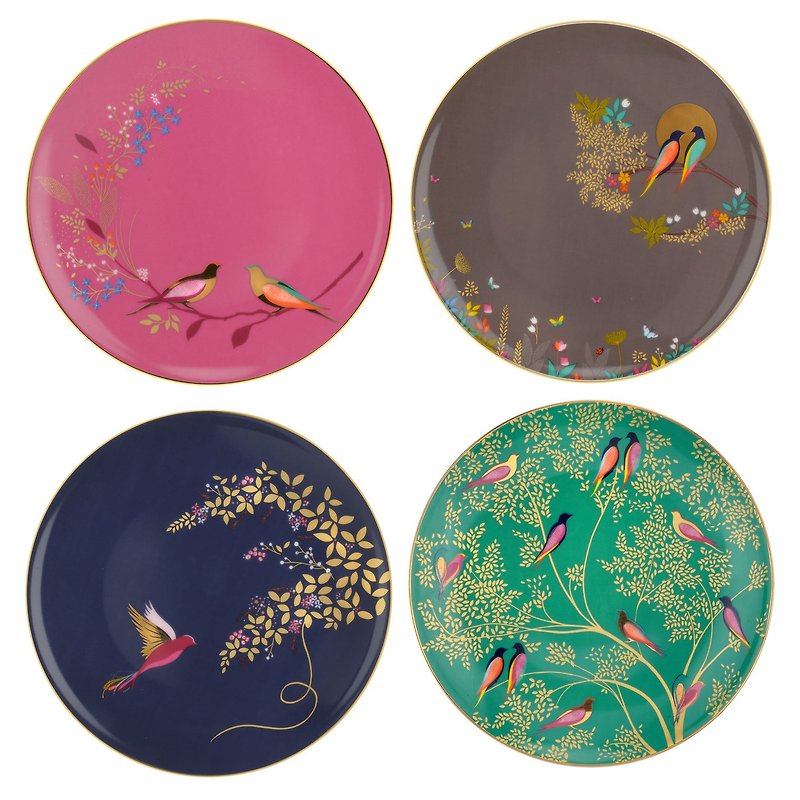 Sara Miller London for Portmeirion Chelsea Collection Cake Plates Set of 4 - Plates & Trays - Porcelain Multicolor