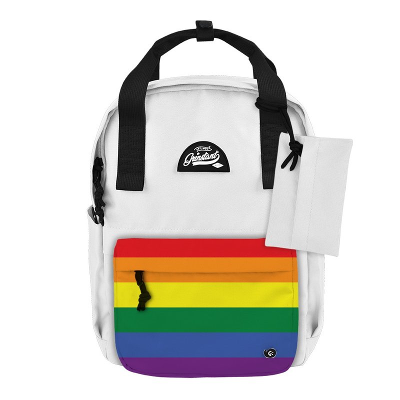 Grinstant混搭可拆組式13吋後背包 - LGBT彩虹限定版 (白色) - 後背包/背包/書包 - 聚酯纖維 白色