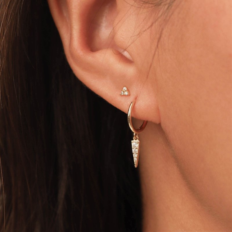 Spike Earrings Dainty Earrings Dangle Earrings Diamond Earrings Everyday Earring - ต่างหู - เงิน สีทอง