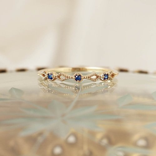 唯想輕珠寶 Visel 玫瑰葉寶石戒指-藍寶石