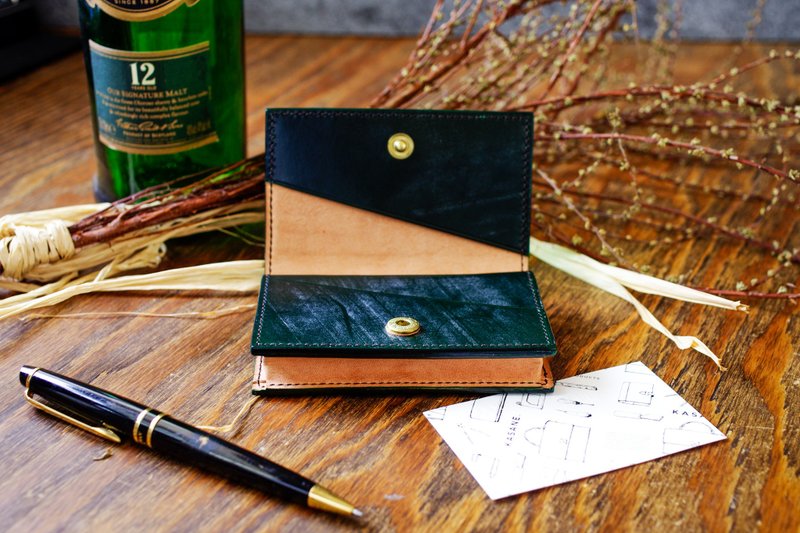No.09 Card Case 【TW&S Bridle】 - 名片夾/名片盒 - 真皮 綠色