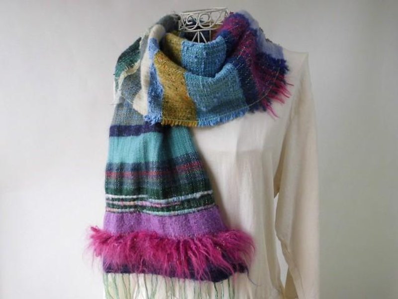 Hand-woven (Japanese winter) enjoy multicolor weaving, wool, cashmere, long stall - ผ้าพันคอถัก - ผ้าฝ้าย/ผ้าลินิน หลากหลายสี