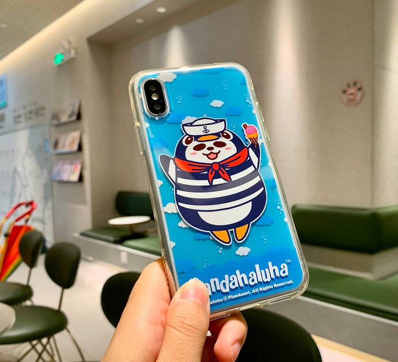 iPhone X/Xs 水手企鵝熊貓 Case Pandahaluha 雙層設計防摔手機殼 - 手機殼/手機套 - 塑膠 藍色