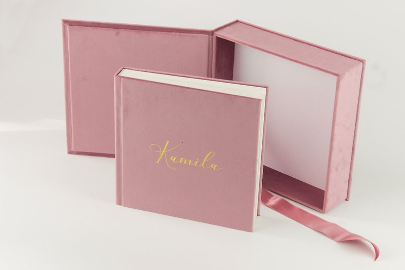 Album for baby, photo album, wedding guest book, Storage box, Velvet covering - Photo Albums & Books - Paper Pink