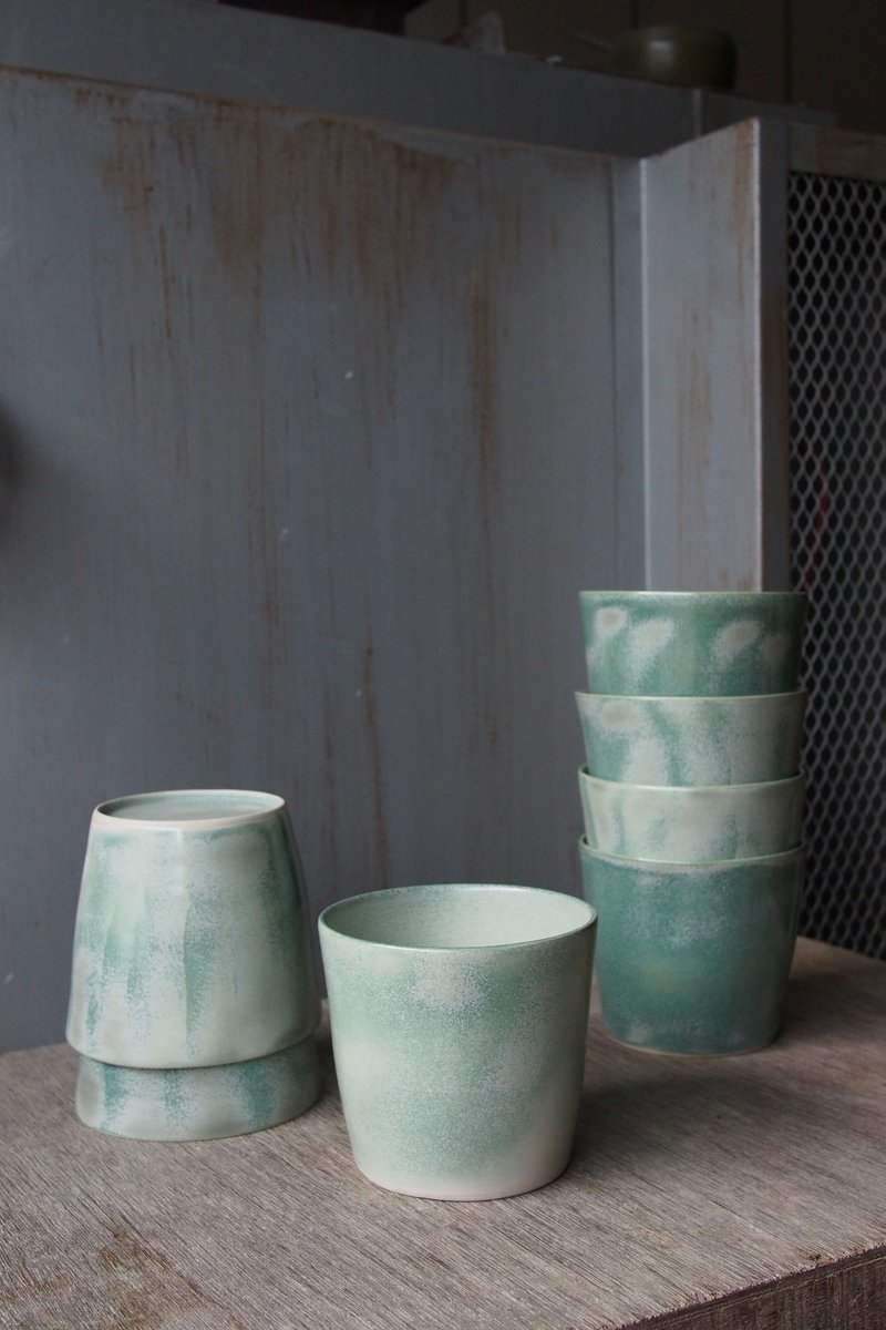 [Custom-ordered utensils] Cedar green-ceramic deep bowl (final payment) - ถ้วยชาม - ดินเผา สีเขียว