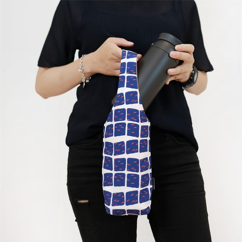 保溫瓶提袋 水壺提袋 無塑生活夏日環保 - 杯袋/飲料提袋 - 聚酯纖維 藍色