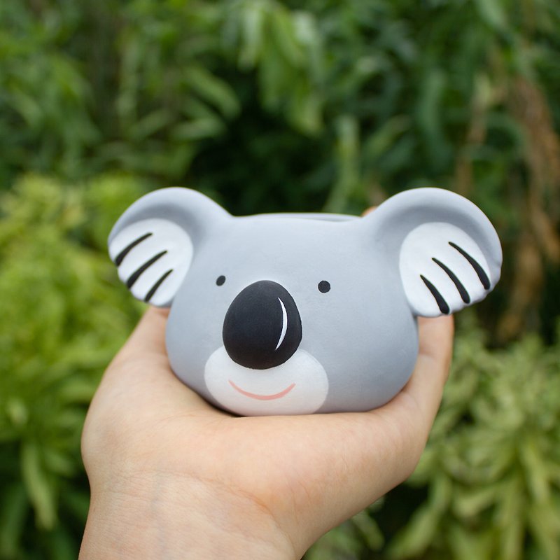 Koala potted plant Cement pot pottery Pastoral pottery for summer time - ตกแต่งต้นไม้ - ปูน 