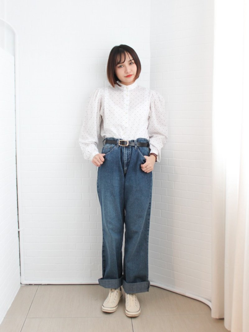 歐洲中性TOMMY HILFIGER JEANS 刷色深藍色古著二手牛仔丹寧長褲 - 中性長褲/短褲 - 棉．麻 藍色