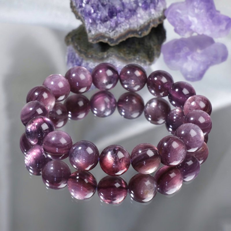 #482 One Picture One Object/10.5mm Lepidolite Crystal Bracelet Stabilizes Emotional Love - สร้อยข้อมือ - คริสตัล สีม่วง