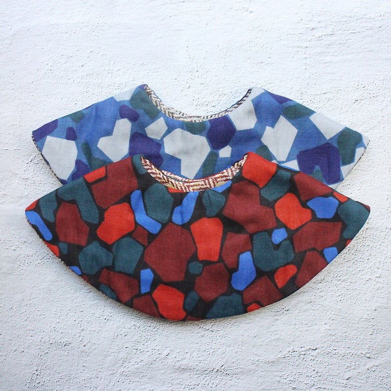 360-degree round bib / irregular color block (two-color selection) - Bibs - Polyester Blue