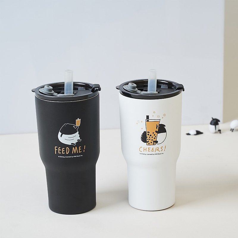 WOKY X Malay Tapir Co-branded All-you-can-drink Freeze Cup 900ML-Black - กระบอกน้ำร้อน - สแตนเลส สีดำ