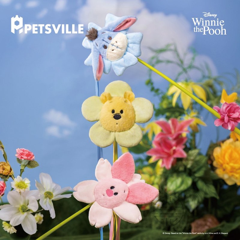 【預購優惠中】PETSVILLE&迪士尼_小熊維尼逗貓棒 - 貓/狗玩具 - 聚酯纖維 黃色