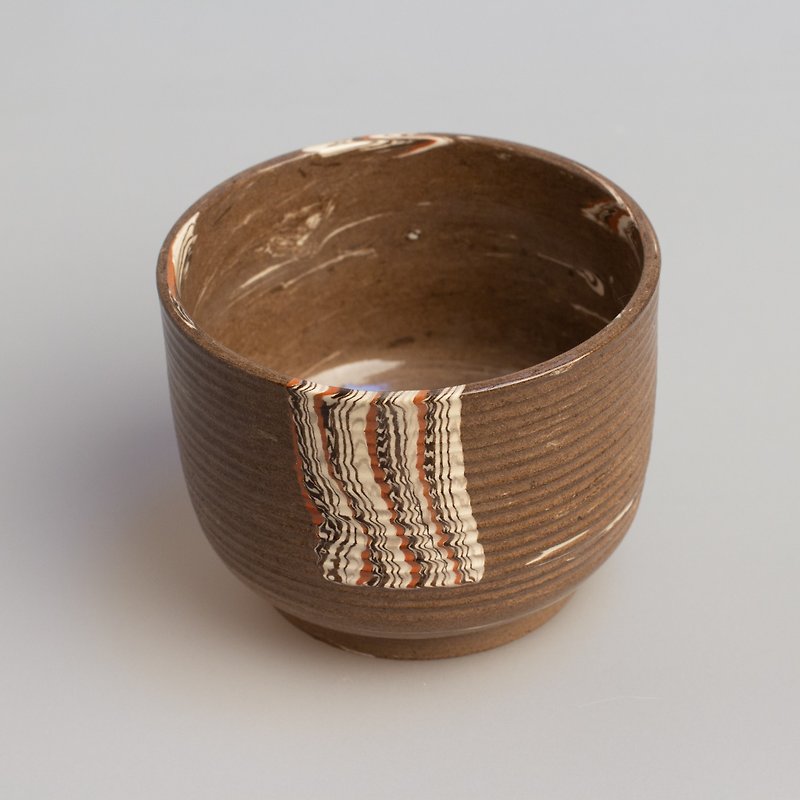 Nerikomi, tea cup, handmade pottery unique mug - Cups - Pottery Brown
