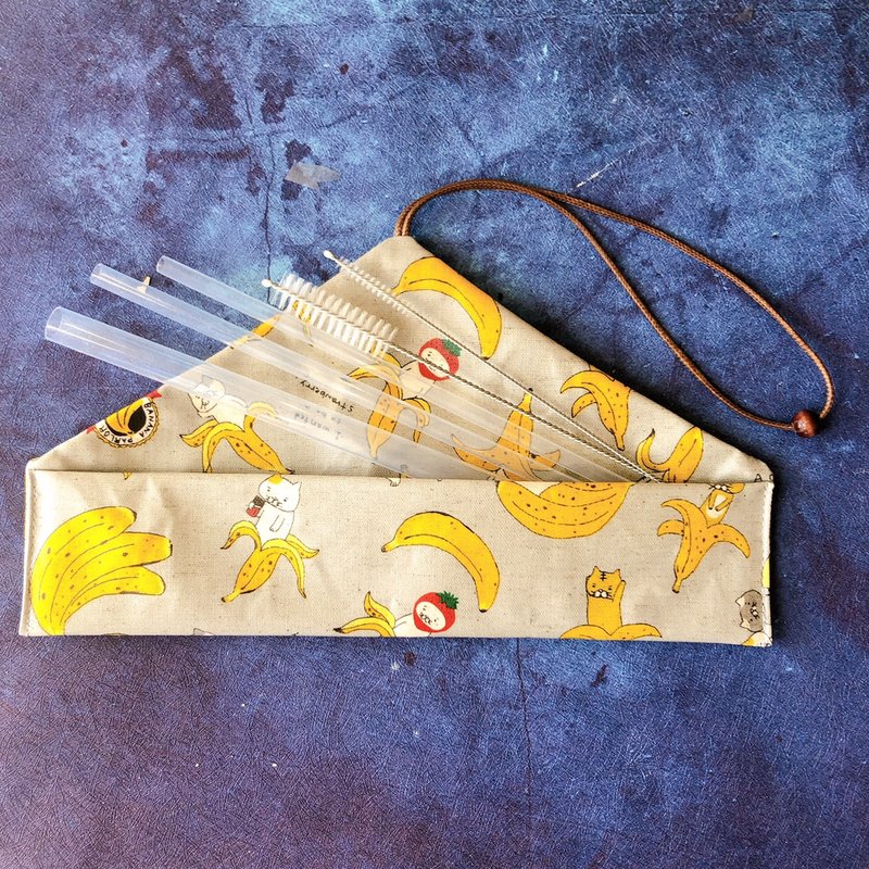 │Waterproof section│ 【With cute cat storage bag】 SGS certified biomedical grade Meiji environmental protection straw 5 piece set - หลอดดูดน้ำ - วัสดุกันนำ้ 