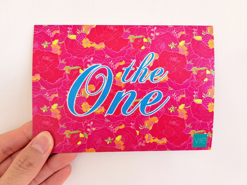 手繪印花圖案卡片 - The One - 心意卡/卡片 - 紙 粉紅色