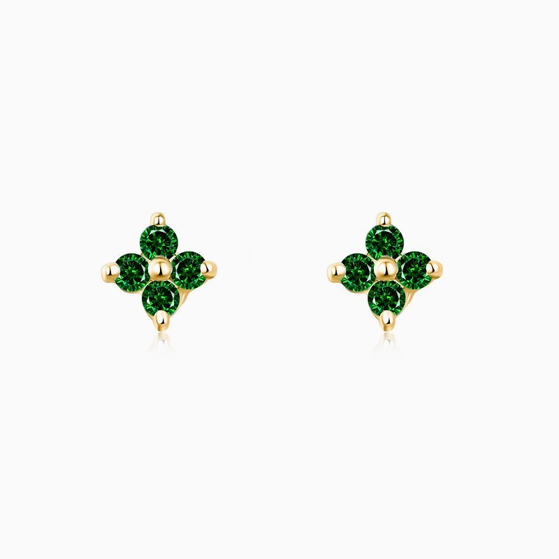 EMERALD GREEN LUCKY CLOVER STUDS - Earrings & Clip-ons - Other Metals 