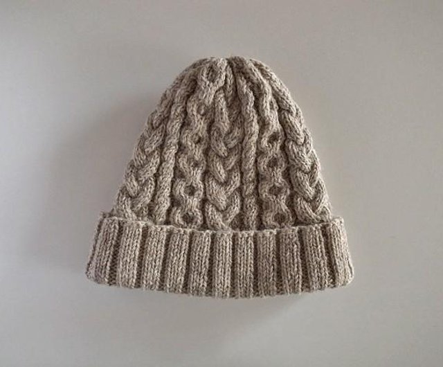 アランニット帽・オートミール knitted hat 受注生産 - ショップ Lanka 
