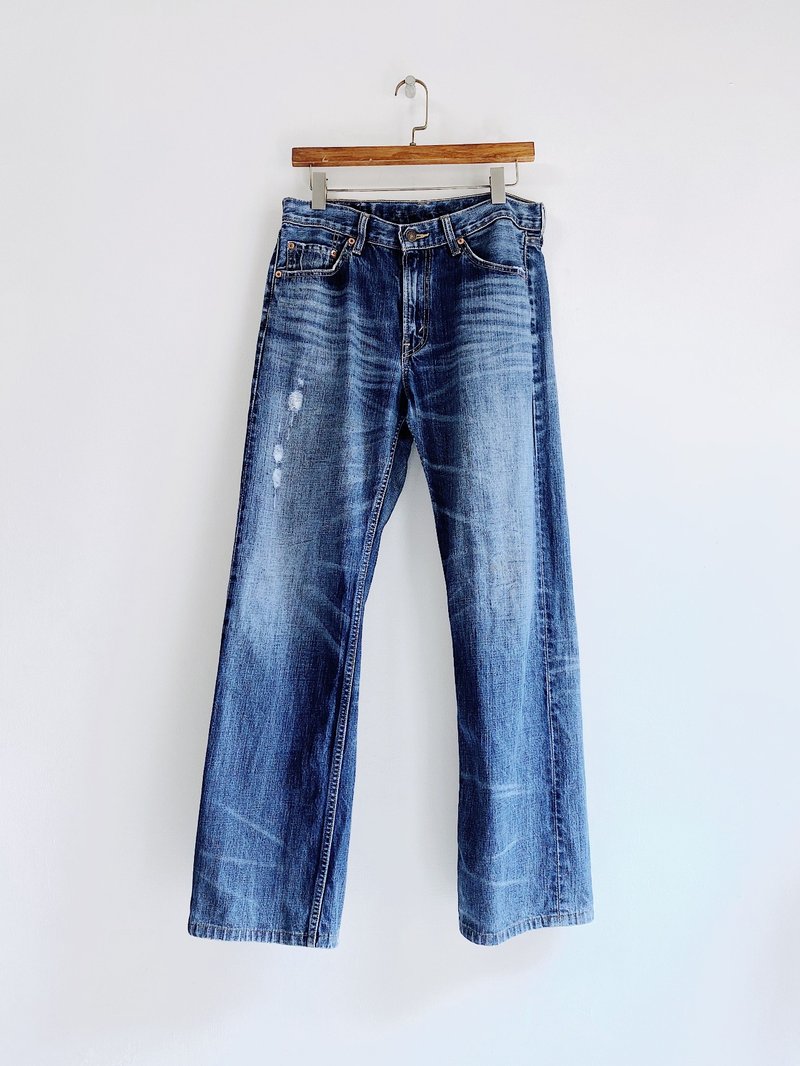levis / W32 L34 淺藍破壞刷色 古著中腰丹寧牛仔長褲 vintage - 男長褲/休閒褲 - 棉．麻 藍色