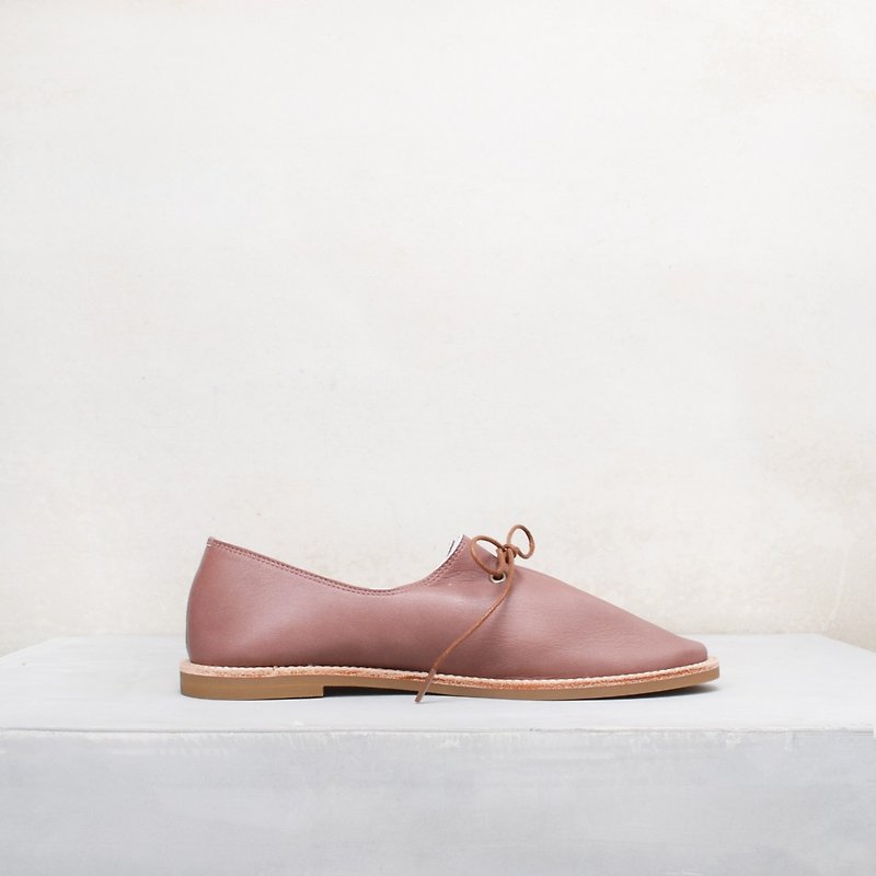 1938 Sheepskin soft leather lace-up shoe lotus root powder - Women's Casual Shoes - Genuine Leather Pink