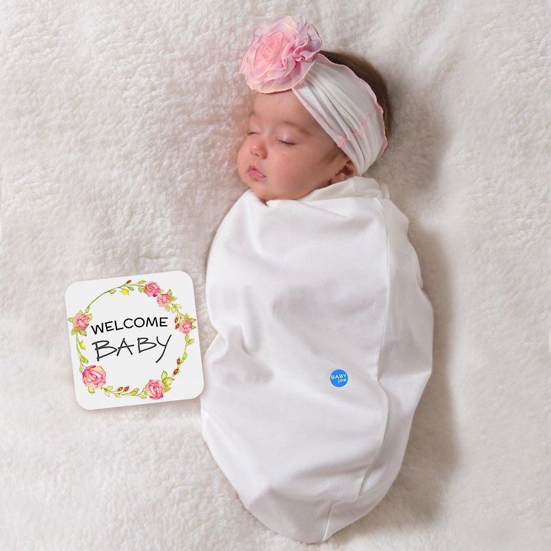 BABYJOE アメリカ製純綿ハンドメイドスカーフセット - シフォンローズレディ - 出産祝い用贈物 - コットン・麻 ホワイト