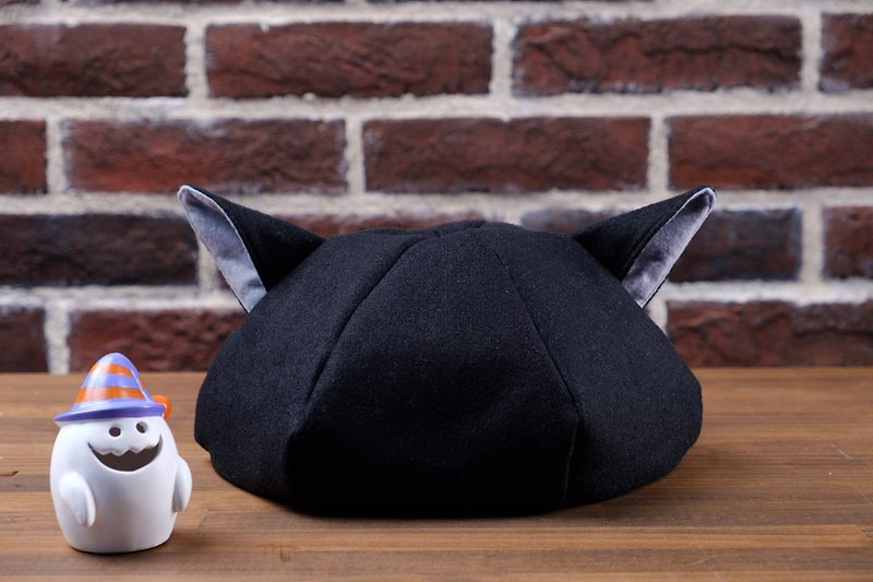 【動物ぼうし】黒猫帽子　大人用 - 帽子 - 羊毛 黑色