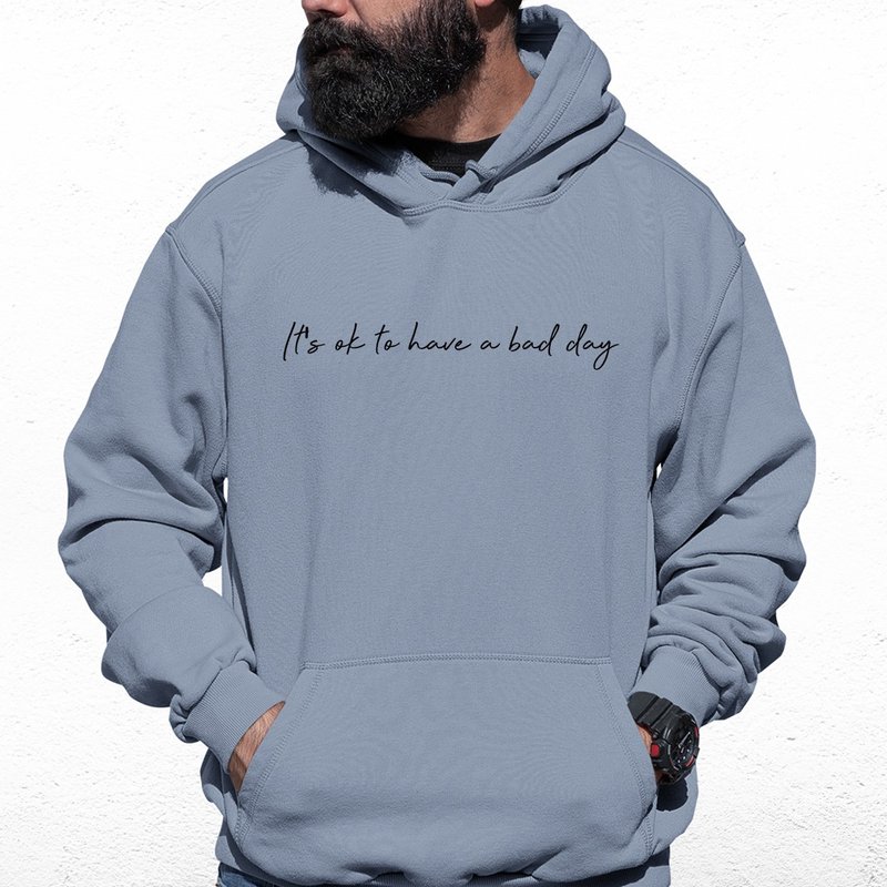 Its ok to have a bad day 中性帽T 刷毛 星空灰 禮物寒流保暖 - 帽T/大學T - 棉．麻 灰色