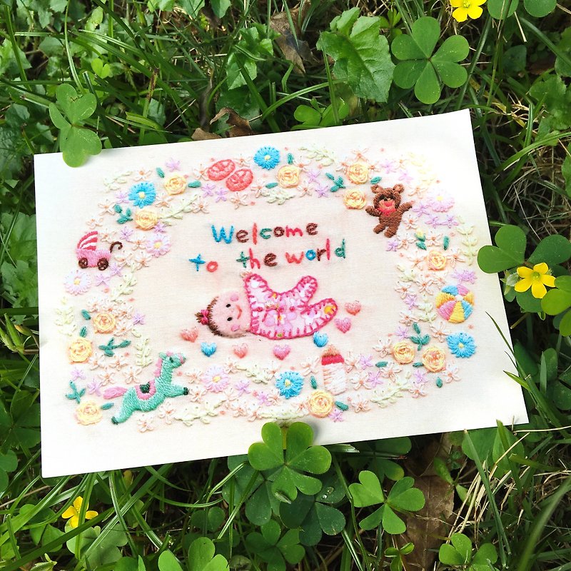 Embroidered photo postcard (Baby Girl) No.14 - การ์ด/โปสการ์ด - กระดาษ หลากหลายสี