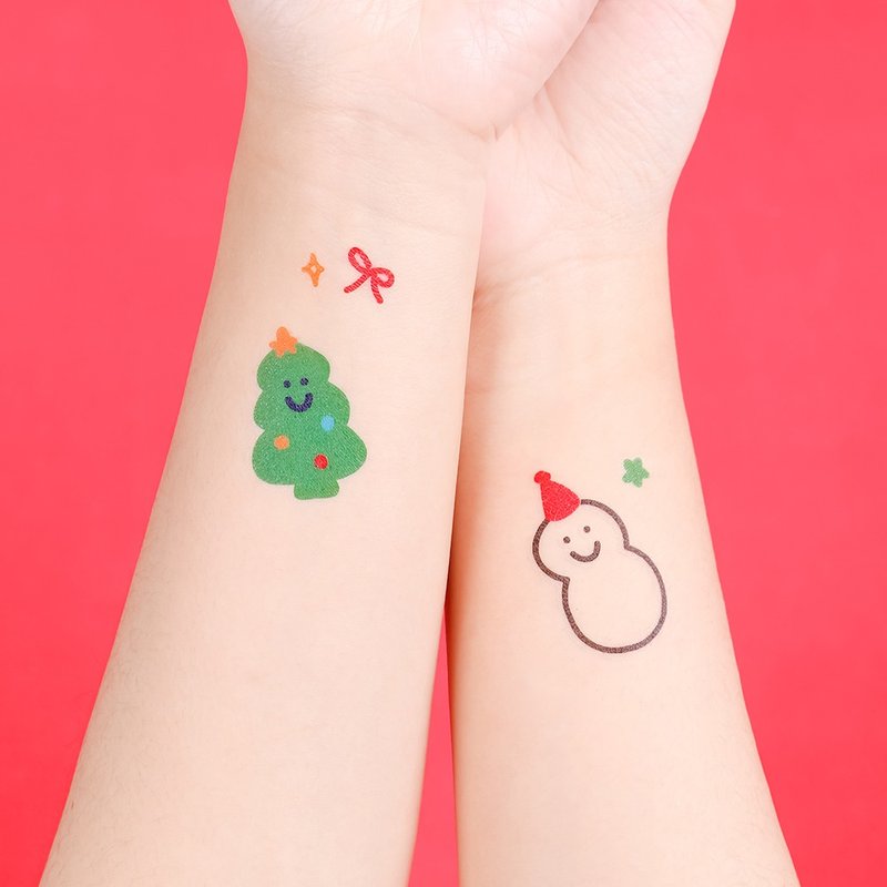 Surprise Tattoos - Merry Christmas Temporary Tattoo - สติ๊กเกอร์แทททู - กระดาษ สีแดง