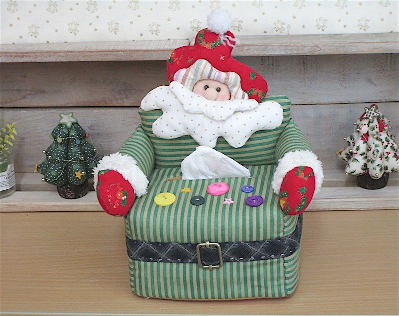 Santa Claus Face Tray - กล่องทิชชู่ - ผ้าฝ้าย/ผ้าลินิน หลากหลายสี