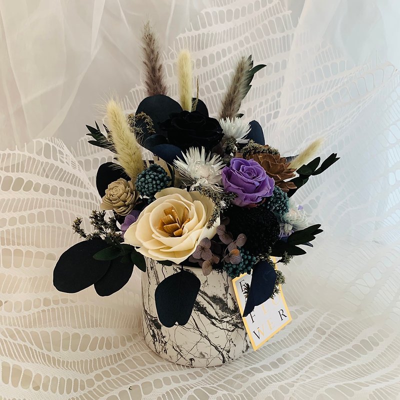 Ornamental potted flowers, black purple, dry flowers, no withered flowers, immortal flowers, immortal roses, gifts, opening flower gifts - Dried Flowers & Bouquets - Plants & Flowers Black