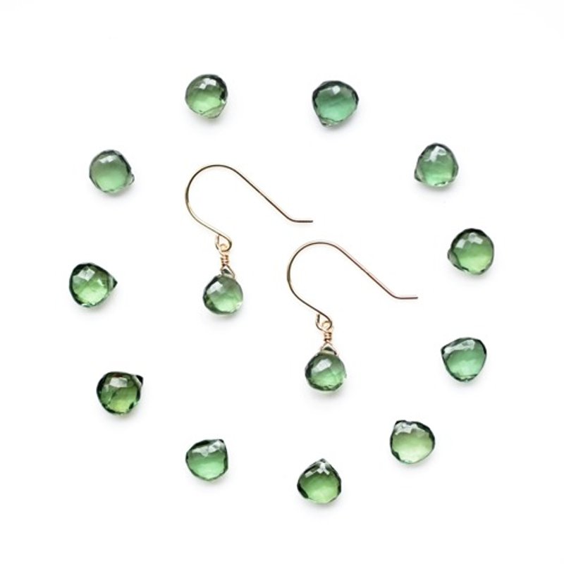 14KGF綠磷灰石栗色切割耳針Jane - 耳環/耳夾/耳骨夾 - 寶石 綠色