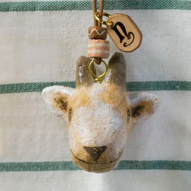 Goat pendant necklace / animal item 錬 - สร้อยคอ - กระดาษ สีกากี