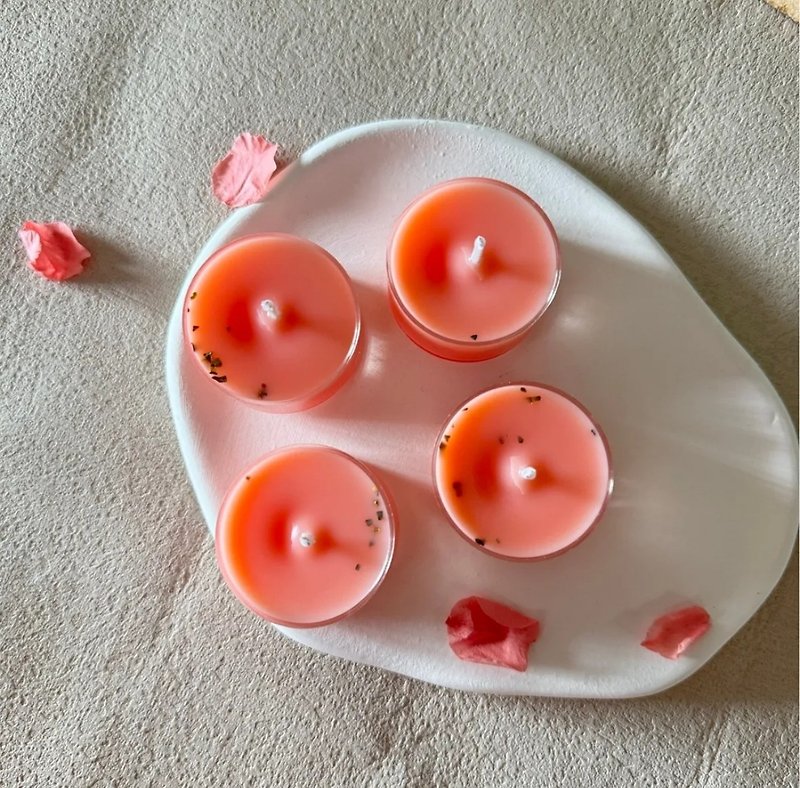 ソウルキャンドルライト ハーブキャンドル 火の要素 瞑想 ティーキャンドル エッセンシャルオイルの香り - キャンドル・燭台 - 蝋 レッド