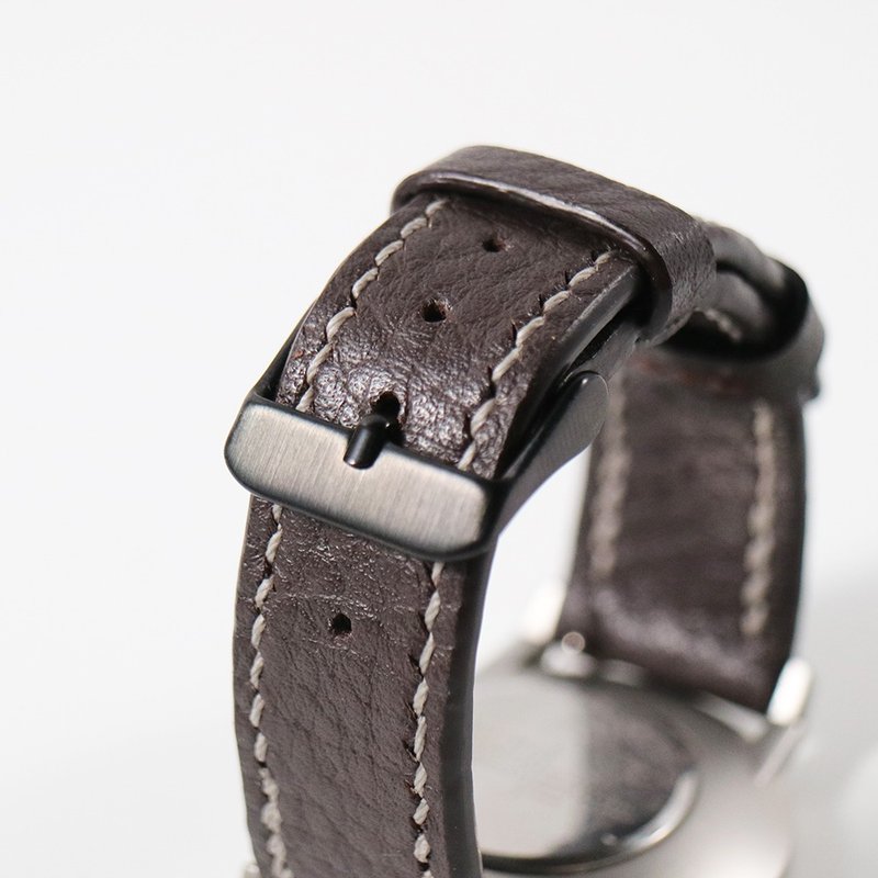 Handmade first-grain chrome-tanned leather strap 20mm - pebbled Brown - สายนาฬิกา - หนังแท้ สีนำ้ตาล