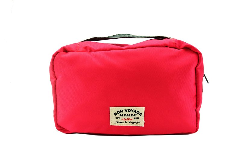 Jaime le Voyage Toiletry Bag(Cherry pink) - กระเป๋าเครื่องสำอาง - เส้นใยสังเคราะห์ 