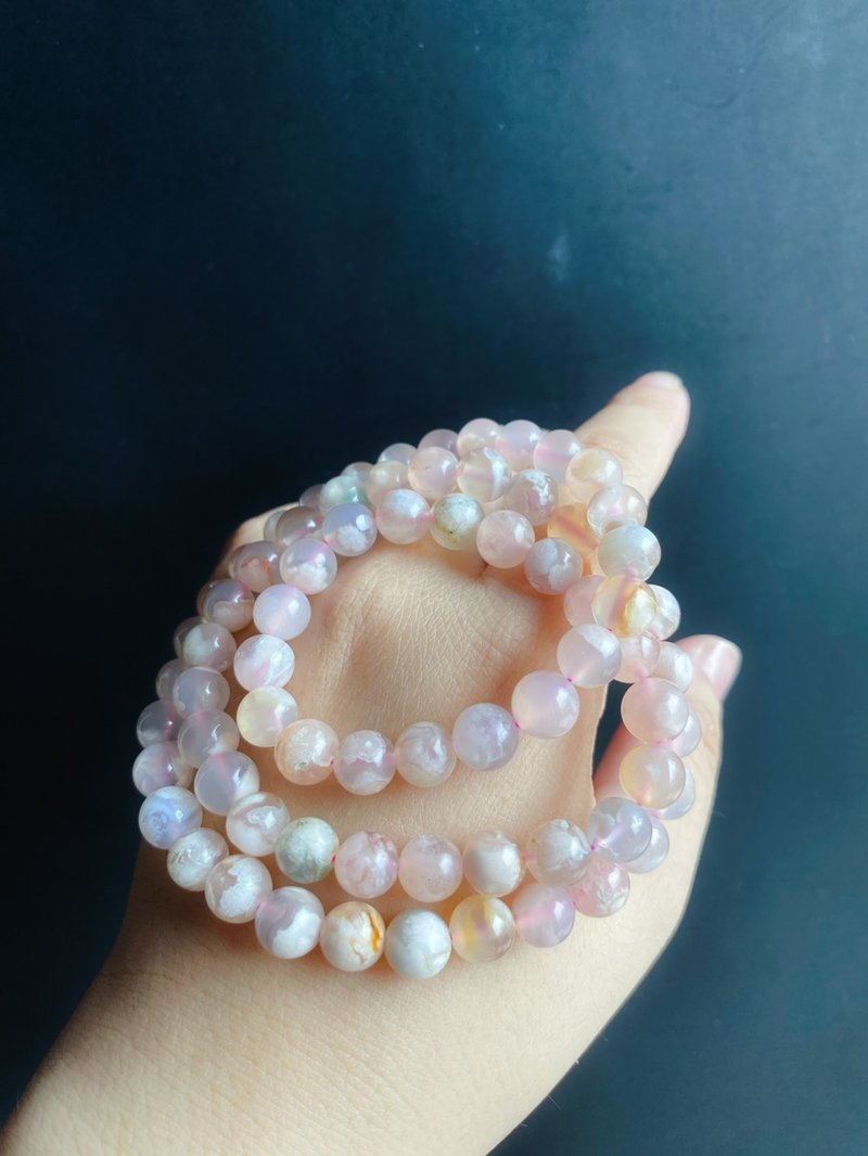 孤品 永恒的花 櫻花瑪瑙 多圈 果凍 水中花 手鍊 天然石 禮物 - 手鍊/手環 - 水晶 多色