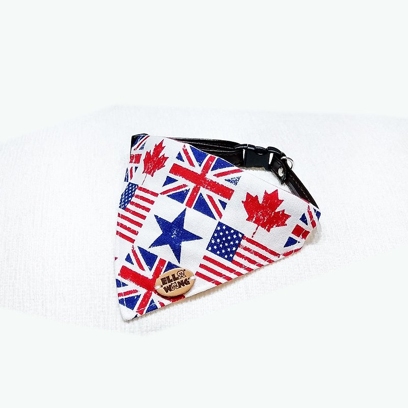 Ella Wang Design Scarf pet white British flag scarf cat and dog - Collars & Leashes - Cotton & Hemp Red