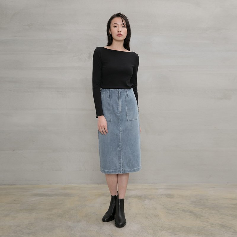 瀟灑輕狂牛仔裙 A Reckless Soul Denim Skirt - 裙子/長裙 - 棉．麻 藍色