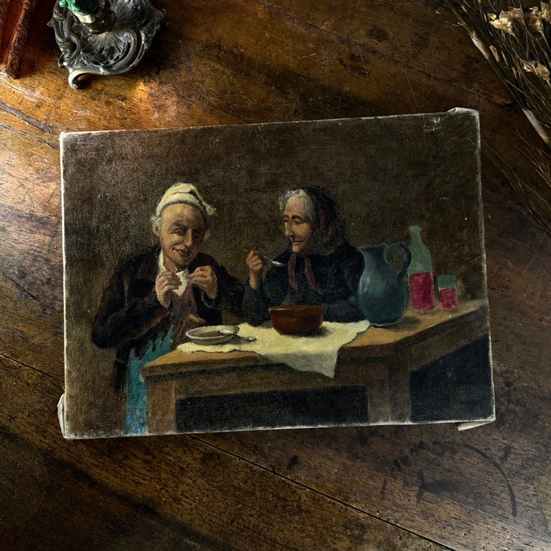 50557-温かみのあるフランスの田舎風の古い油絵 - ウォールデコ・壁紙 - 木製 