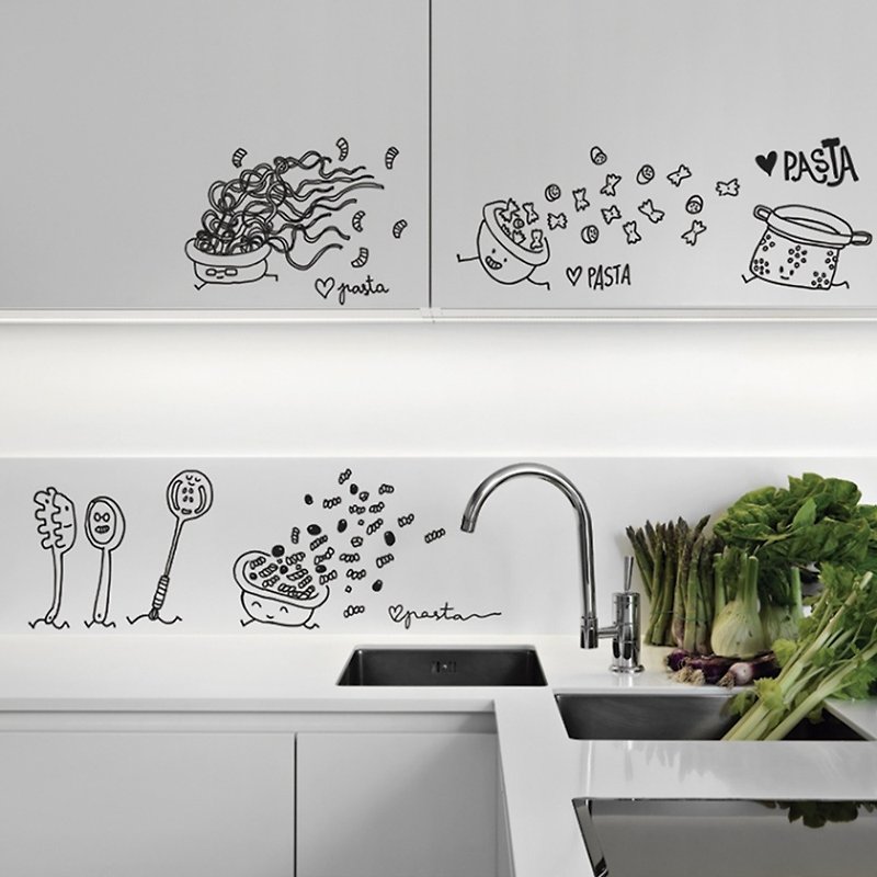 Spain Chispum hand-painted wall stickers pasta walking around - Wall Décor - Other Materials Black